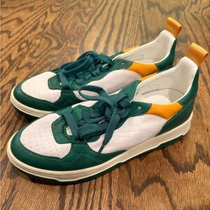 Steve Madden Forest Green and White Sneakers with Orange Accents